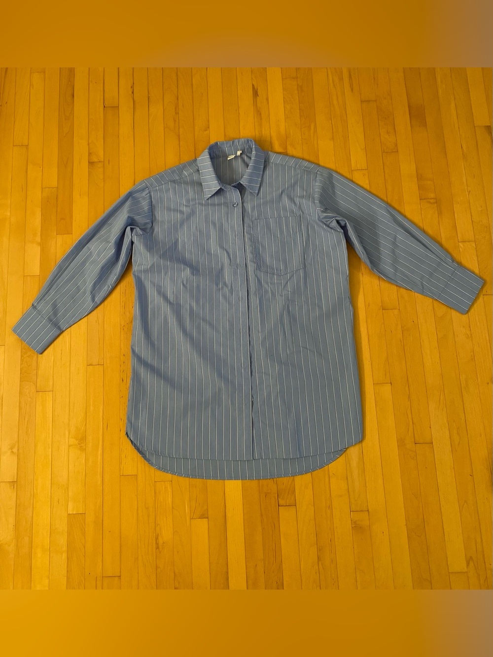 Women’s Classic Blue Pinstripe Long-Sleeve Dress